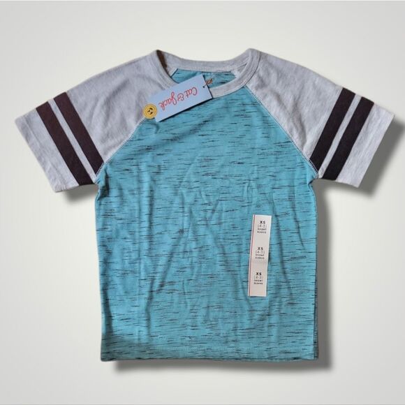 NWT Cat & Jack Boys' Baseball Striped Short Sleeve T-Shirt - Picture 1 of 2